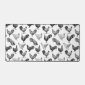 レトロカントリーファームチキンパターン デスクマット (正面)