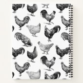 レトロカントリーファームチキンパターン ノートブック (裏面)