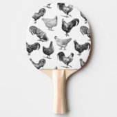 レトロカントリーファームチキンパターン 卓球ラケット (正面)