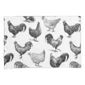 レトロカントリーファームチキンパターン 枕カバー (正面右)