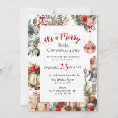レトロカントリーヴィンテージメリーリトルクリスマスパーティー 招待状 (正面)