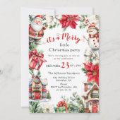 レトロカントリーヴィンテージメリーリトルクリスマスパーティー 招待状 (正面)
