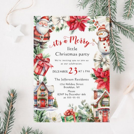 レトロカントリーヴィンテージメリーリトルクリスマスパーティー 招待状