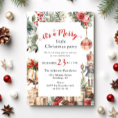 レトロカントリーヴィンテージメリーリトルクリスマスパーティー 招待状