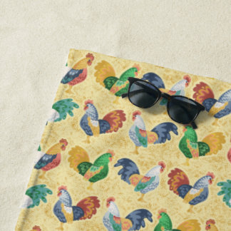 レトロカントリー親鳥 ビーチタオル