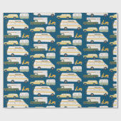 レトロカンパーバンモーターホームRVヴァントレーラーブルー ラッピングペーパー (フラット)