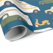 レトロカンパーバンモーターホームRVヴァントレーラーブルー ラッピングペーパー (ロールコーナー)