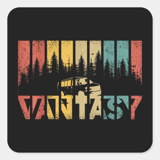 レトロカンパーファンライフ – ヴィンテージバンライフ スクエアシール (正面)