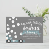 レトロカーウォッシュバブルバースデーパーティーの招待 招待状 (スタンド正面)