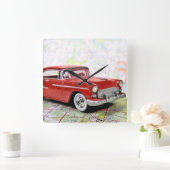 レトロカーオンロードマップ スクエア壁時計 (ホーム)