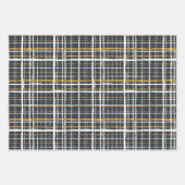 レトロカークリスマスウッドランドツリーズグレーブラック ラッピングペーパーシート (正面3)