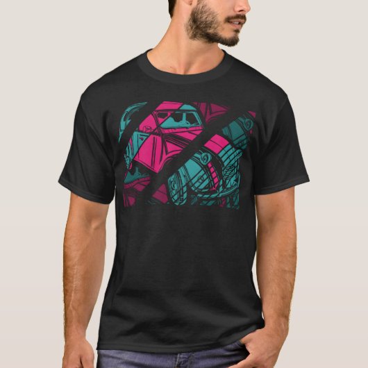 レトロカーシャツデザイン ガール ボーイ Tシャツ (正面)