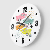 レトロカーズアトミックスターバストモダンミッドセンチュリー ラージ壁時計 (傾斜)