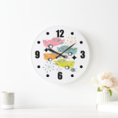 レトロカーズアトミックスターバストモダンミッドセンチュリー ラージ壁時計 (ホーム)