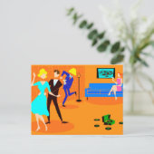 レトロカートゥーンカクテルパーティーはがき ポストカード (スタンド正面)