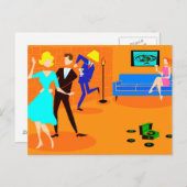 レトロカートゥーンカクテルパーティーはがき ポストカード (正面/裏面)