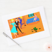 レトロカートゥーンカクテルパーティースタンプ 長方形シール (封筒)