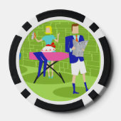 レトロカートゥーンカップルアットホームトランプのポーカーチップ ポーカーチップ (裏面)