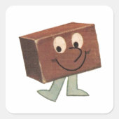 レトロカートゥーンファッジヴィンテージキャンディーステッカー スクエアシール (正面)