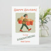 レトロカートゥーンメールマンフラットホリデーカード シーズンカード (スタンド正面)