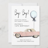 レトロカーパレードパーティードライブByロカビリー任意の年齢 招待状 (正面)