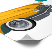 レトロカーフィフティーズスタイルパターン ポスター (角)