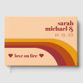 レトロカーブストライプラブオンファイア結婚式の引き出物 ゲストブック (正面)