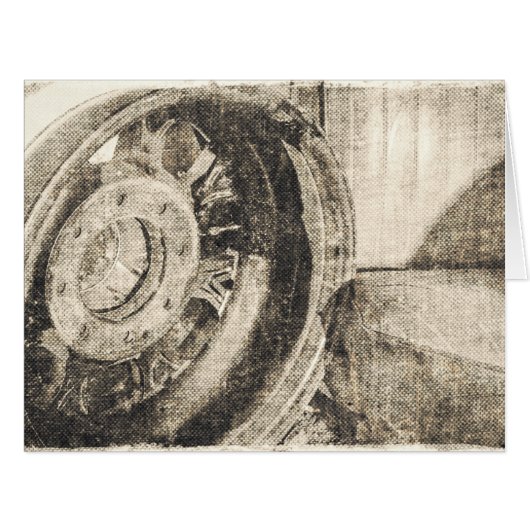 レトロカーホイール&シート誕生日カード (正面横)