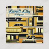 レトロカーマスタードミッドセンチュリー スクエア名刺 (正面)