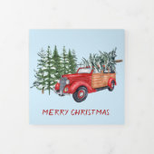 レトロカー写真テンプレート3つ折クリスマスカード 三つ折りクリスマスカード (カバー)