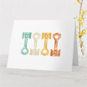 レトロカー整備士ヴィンテージチューナー カード (黄色い花)