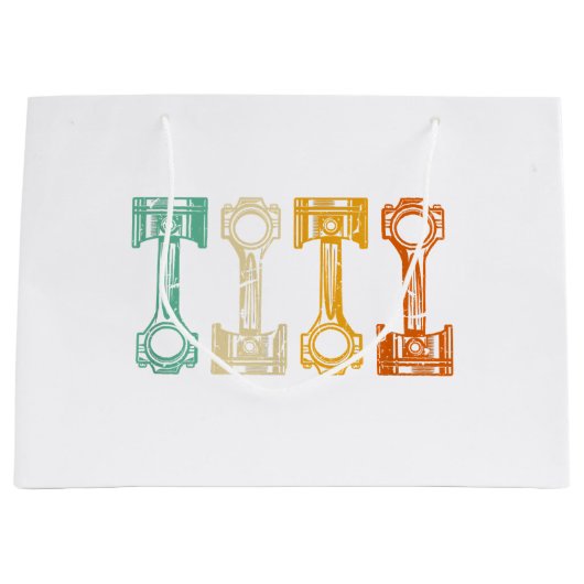 レトロカー整備士ヴィンテージチューナー ラージペーパーバッグ (正面)