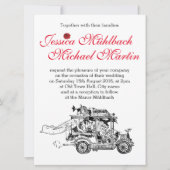 レトロカー結婚式招待状16.5 cm x 22.2 cm 招待状 (正面)