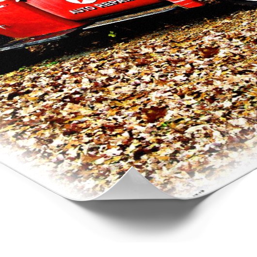 レトロガスステーション赤トウトラック ポスター (角)