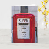 レトロガスポンプ井戸カーおもしろいド カード (黄色い花)