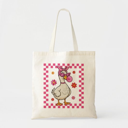 レトロガチョウ（サングラスとバブルガム） トートバッグ (正面)