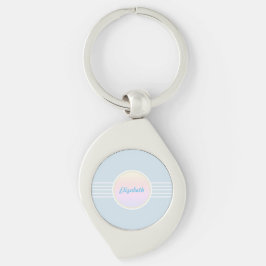 レトロガラマなアイスブルーとオパールのオーダーメイド キーホルダー