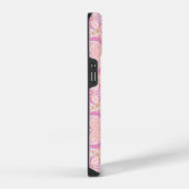 レトロガーデンの花柄 ピンク色 iPhoneケース (右側面)