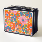 レトロガーデンカラフルフラワーズ60sフローライニシャル メタルランチボックス (裏面)