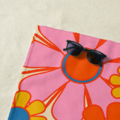 レトロガーデンカラフルフラワーズ60s 70sフローラ名 ビーチタオル (インサイチュ)