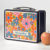 レトロガーデンカラフルフラワーズ60s 70sフローラ名 メタルランチボックス (インサイチュ)