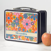 レトロガーデンカラフルフラワーズ60s 70sフローラ名 メタルランチボックス (インサイチュ)