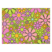 レトロガーデンカラフルフラワーパターン60s テーブルクロス (正面(横))