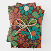レトロガーデンギンガムフラワーズ60s 70sフローラ ラッピングペーパーシート (インサイチュ)