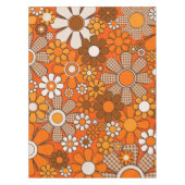 レトロガーデンギンガムフラワーズ60s 70s Groovyフローラ テーブルクロス (正面)