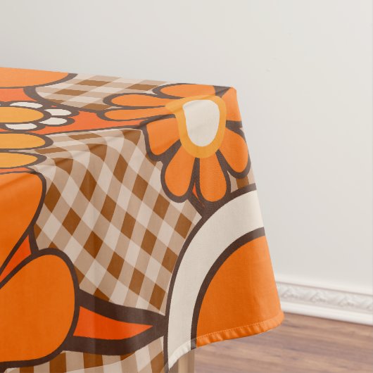 レトロガーデンギンガムフラワーズ60s 70s Groovyフローラ テーブルクロス (インサイチュ)