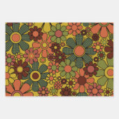 レトロガーデンギンガムフラワーズ70sヴィンテージフローラ ラッピングペーパーシート (正面2)