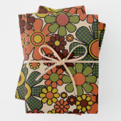 レトロガーデンギンガムフラワーズ70sヴィンテージフローラ ラッピングペーパーシート (インサイチュ)