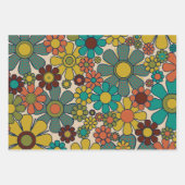 レトロガーデンギンガムフラワー60s 70s花柄 ラッピングペーパーシート (正面2)