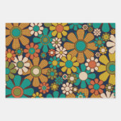 レトロガーデンギンガムフラワー60s 70s花柄 ラッピングペーパーシート (正面)